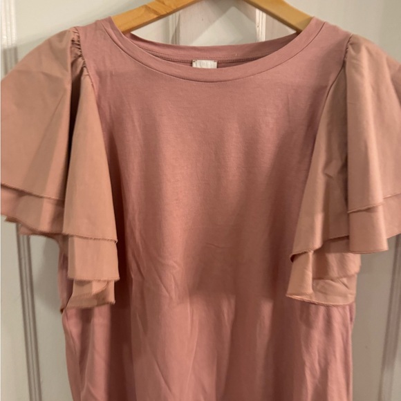 8 by Yoox pink flutter sleeve top - Picture 2 of 8